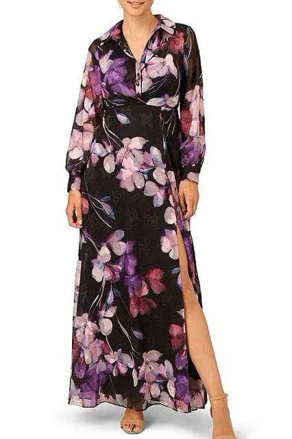 Adrianna Papell AP1E210760 - Bishop Sleeve Floral Long Dress