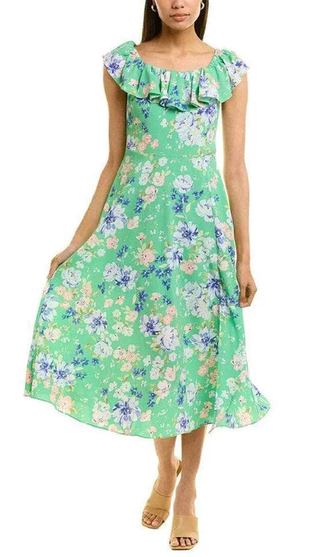 Immediate Apparel GT03D71 - Ruffle Trimmed Floral Dress