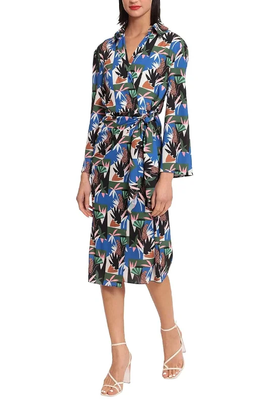 Donna Morgan D8248M - Jungle Print Long Sleeve Casual Dress