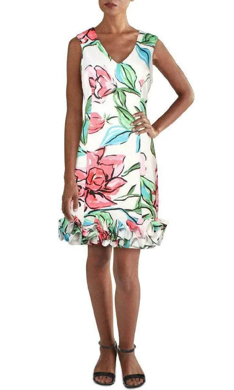 Donna Ricco DR51287 - Sleeveless Ruffled Hem Floral Short Dress