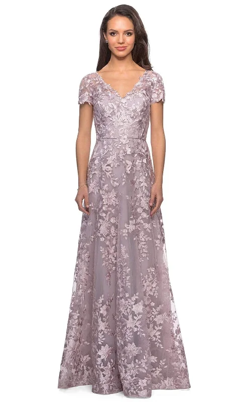 La Femme - Floral Embroidered Lace A-Line Dress 27870SC