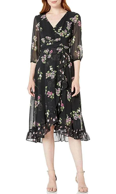 Taylor 1791M - Floral Chiffon High-Low Dress