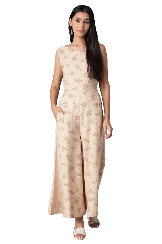 W for Woman Almond Beige Printed Jumpsuit_22FEW17275-116737_3XL