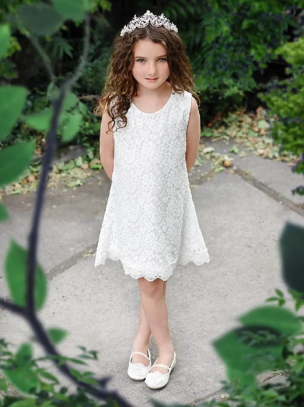 Violet Lace Boho Girl Dress in White