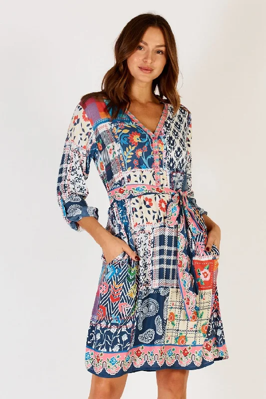 Birdie Shirt Dress | Navy Multi