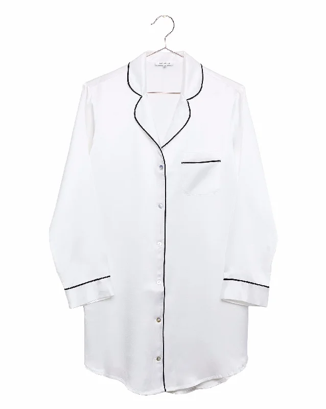 Camilla Silk Nightshirt in Moonlight White