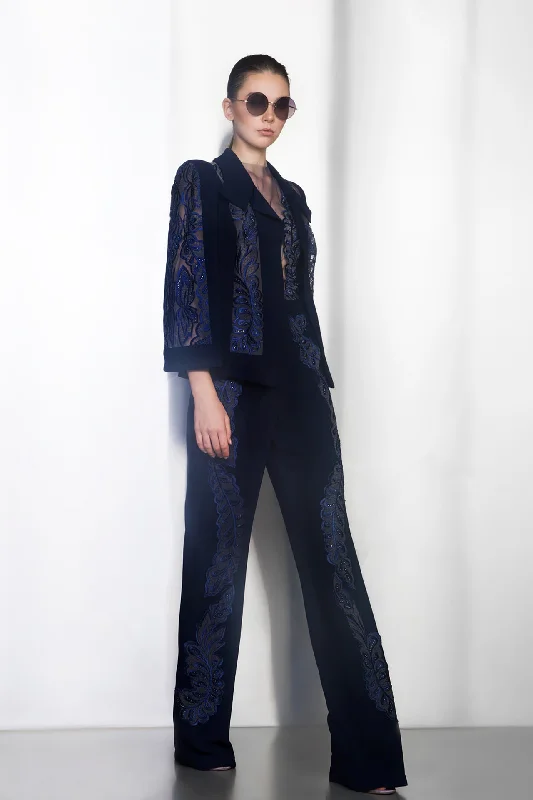 Crepe and lace jacket with pants