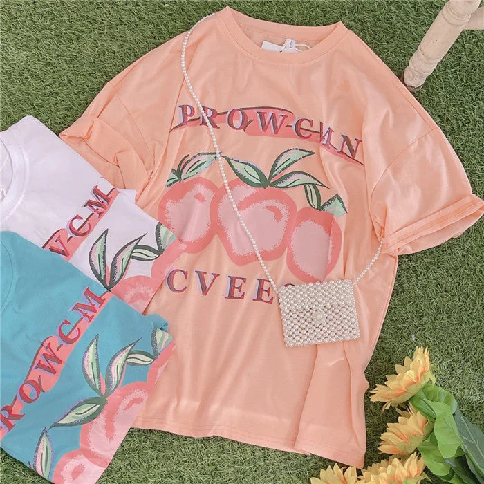 Cute peach print T-shirt yv30856