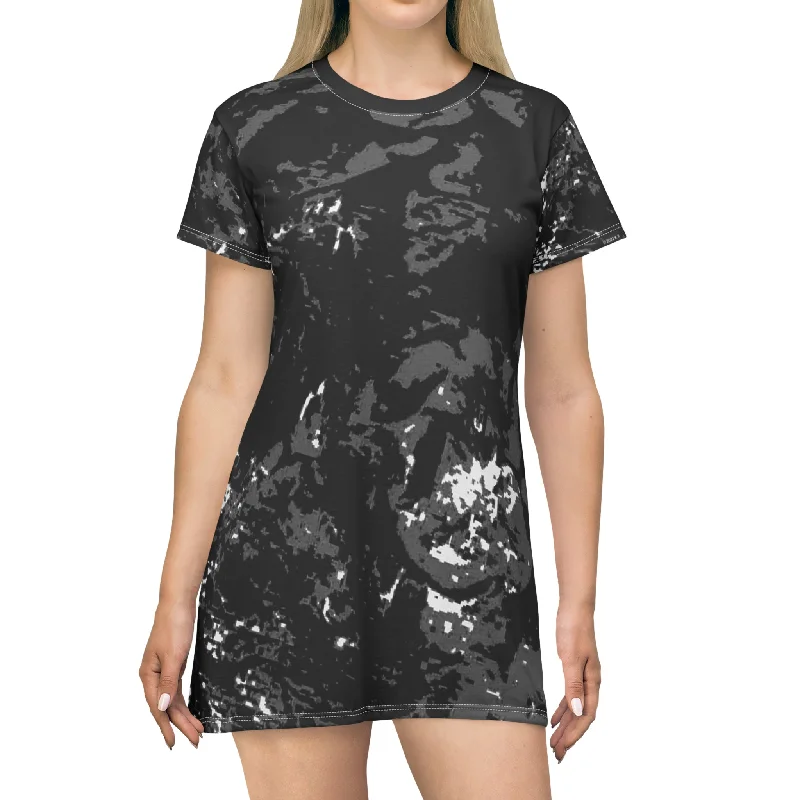 "Mystic Cube" (Cosmic Fusion - Dark Charcoal) - T-Shirt Dress