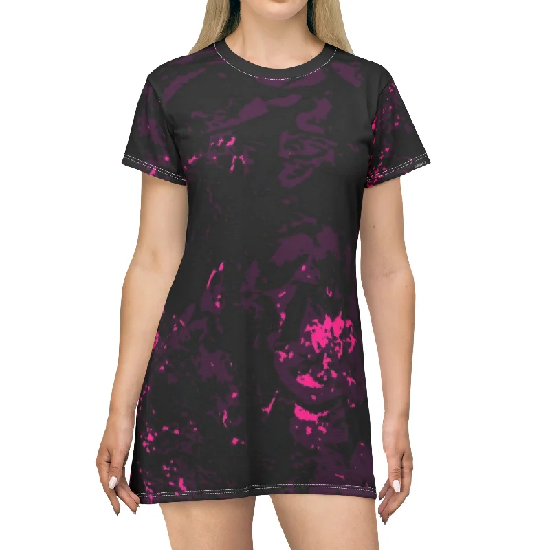 "Mystic Cube" (Cosmic Fusion - Dark Violet/Magenta) - T-Shirt Dress