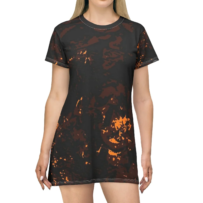 "Mystic Cube" (Cosmic Fusion - Espresso/Topaz) - T-Shirt Dress