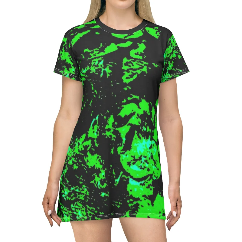 "Mystic Cube" (Cosmic Fusion - Shamrock Green) - T-Shirt Dress