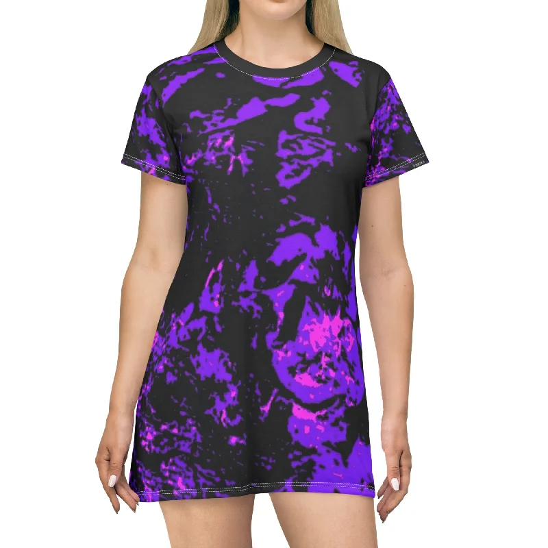 "Mystic Cube" (Cosmic Fusion - Violet/Hot Pink) - T-Shirt Dress