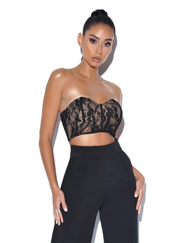 New Romantics Black Lace Corset Top