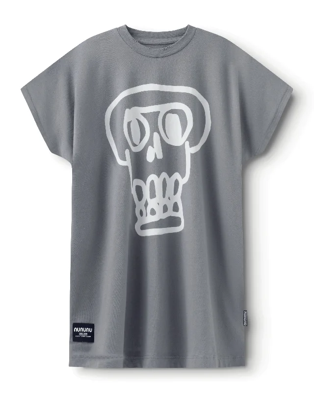 NUNUNU SS24 KOOKY SKULL BOX T-SHIRT DRESS in Concrete