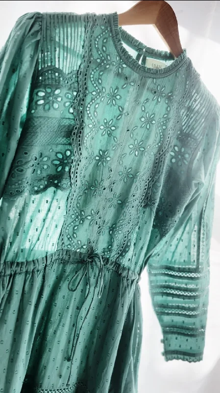 SAINSBURY COTTON LACE DRESS LAGOON GREEN