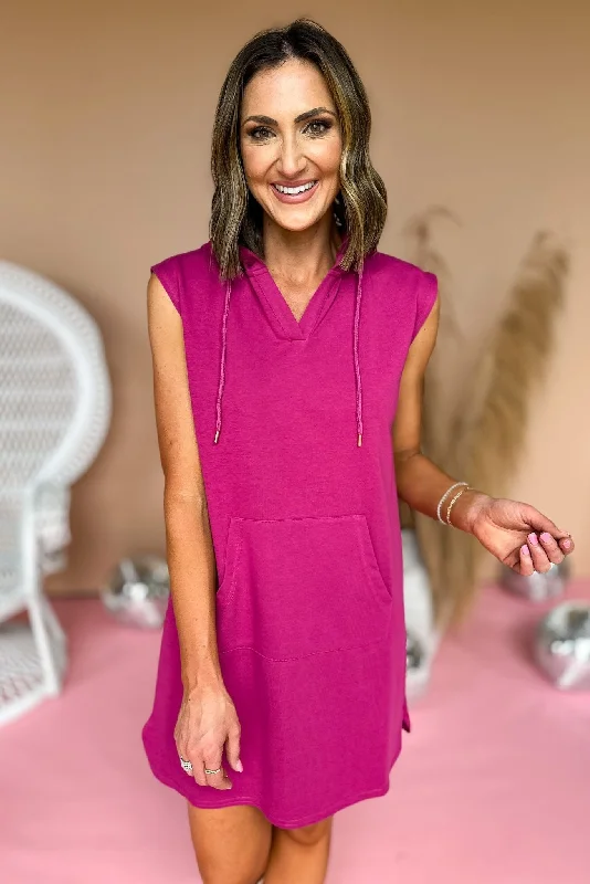 SSYS Dark Fuchsia Sleeveless Hooded Sweatshirt Dress