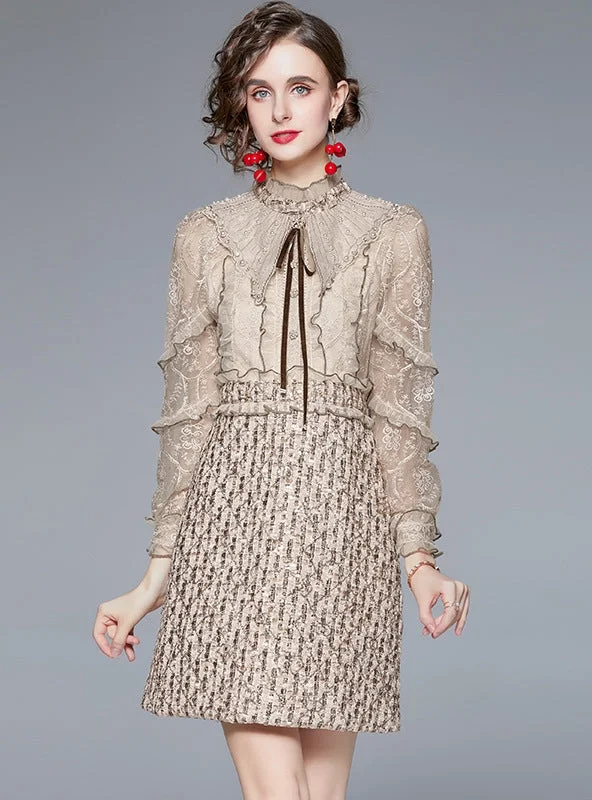 Embroidered Lace Stitching Sequined Dress